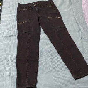 Black denim with gold detail